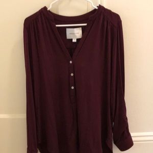 Amour vert maroon modal three button blouse